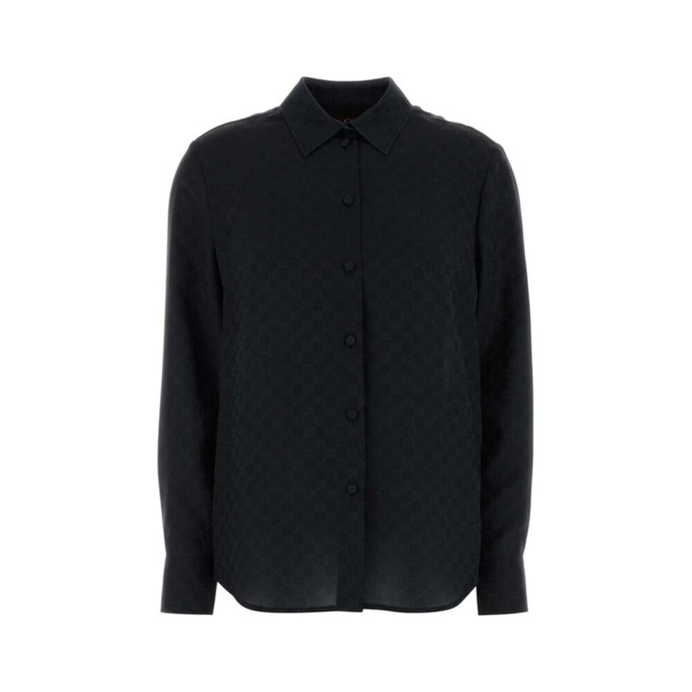 Gucci Women Black Crepe Shirt